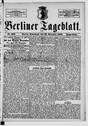 Berliner Tageblatt und Handels-Zeitung on Nov 29, 1873