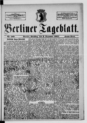 Berliner Tageblatt und Handels-Zeitung vom 02.12.1873