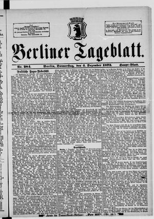 Berliner Tageblatt und Handels-Zeitung on Dec 4, 1873