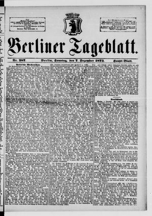 Berliner Tageblatt und Handels-Zeitung vom 07.12.1873