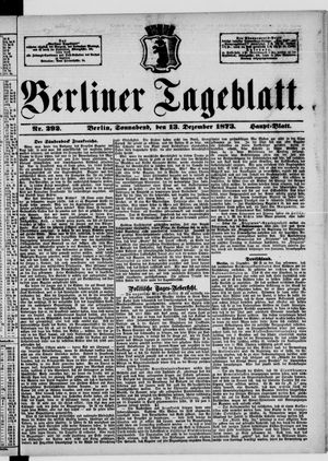 Berliner Tageblatt und Handels-Zeitung vom 13.12.1873