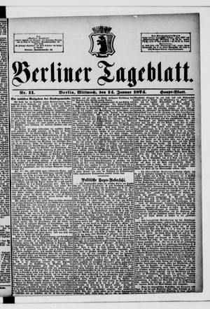 Berliner Tageblatt und Handels-Zeitung vom 14.01.1874