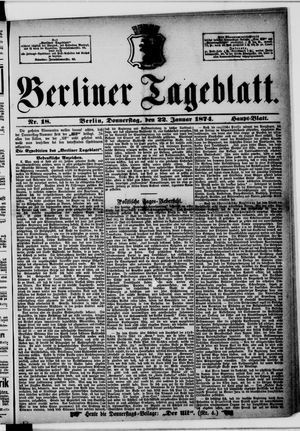 Berliner Tageblatt und Handels-Zeitung vom 22.01.1874