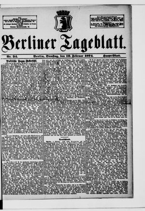 Berliner Tageblatt und Handels-Zeitung vom 10.02.1874