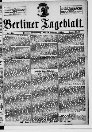 Berliner Tageblatt und Handels-Zeitung vom 19.02.1874