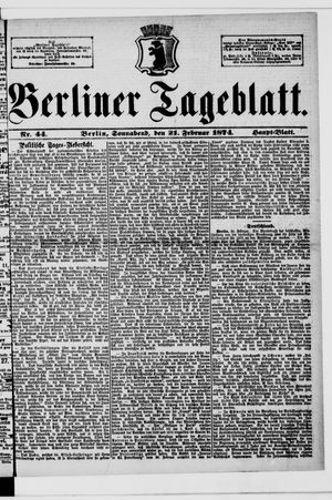 Berliner Tageblatt und Handels-Zeitung vom 21.02.1874