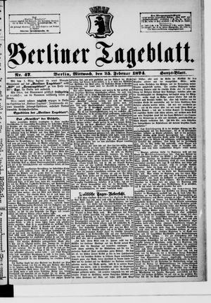 Berliner Tageblatt und Handels-Zeitung vom 25.02.1874