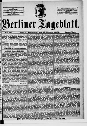 Berliner Tageblatt und Handels-Zeitung vom 26.02.1874