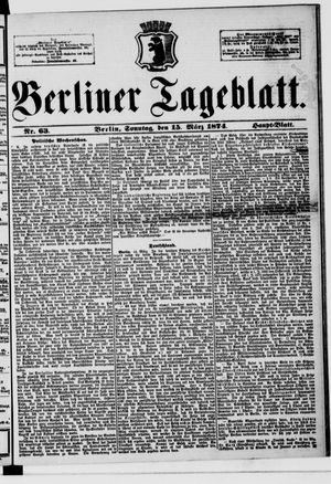 Berliner Tageblatt und Handels-Zeitung vom 15.03.1874