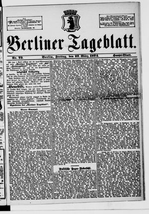 Berliner Tageblatt und Handels-Zeitung vom 27.03.1874