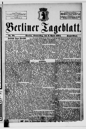 Berliner Tageblatt und Handels-Zeitung vom 02.04.1874