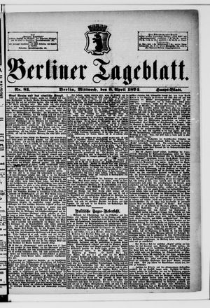 Berliner Tageblatt und Handels-Zeitung vom 08.04.1874