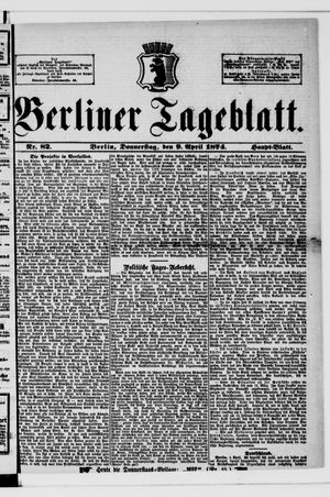 Berliner Tageblatt und Handels-Zeitung vom 09.04.1874