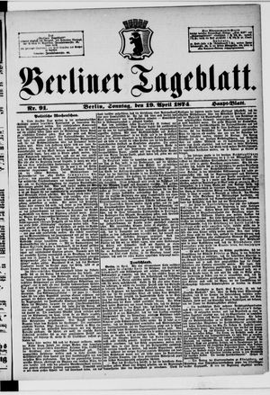 Berliner Tageblatt und Handels-Zeitung vom 19.04.1874