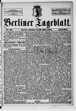 Berliner Tageblatt und Handels-Zeitung vom 26.04.1874