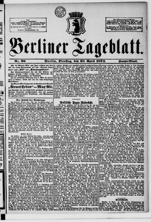 Berliner Tageblatt und Handels-Zeitung vom 28.04.1874