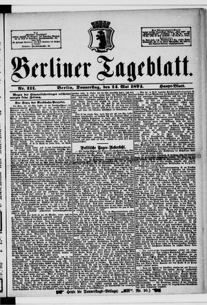 Berliner Tageblatt und Handels-Zeitung vom 14.05.1874