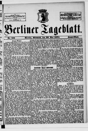 Berliner Tageblatt und Handels-Zeitung vom 20.05.1874
