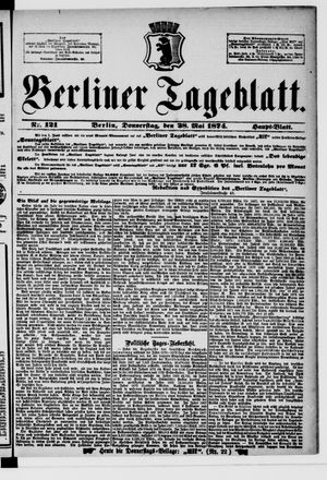Berliner Tageblatt und Handels-Zeitung on May 28, 1874