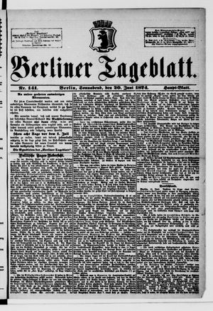 Berliner Tageblatt und Handels-Zeitung vom 20.06.1874