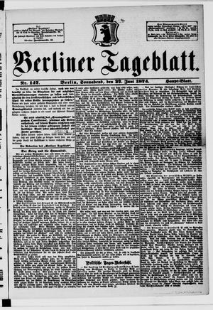 Berliner Tageblatt und Handels-Zeitung on Jun 27, 1874
