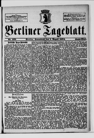 Berliner Tageblatt und Handels-Zeitung vom 01.08.1874
