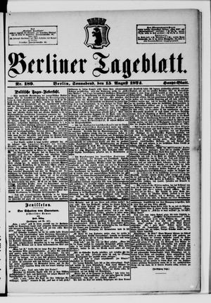 Berliner Tageblatt und Handels-Zeitung vom 15.08.1874