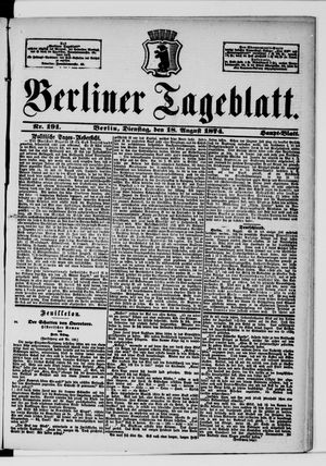 Berliner Tageblatt und Handels-Zeitung vom 18.08.1874
