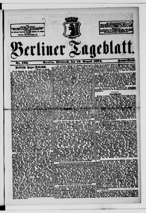 Berliner Tageblatt und Handels-Zeitung vom 19.08.1874