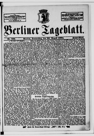 Berliner Tageblatt und Handels-Zeitung vom 20.08.1874