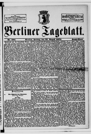 Berliner Tageblatt und Handels-Zeitung on Aug 21, 1874