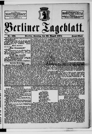 Berliner Tageblatt und Handels-Zeitung vom 23.08.1874
