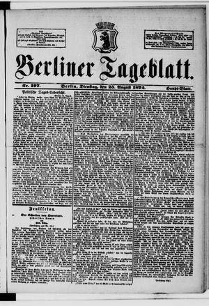 Berliner Tageblatt und Handels-Zeitung vom 25.08.1874