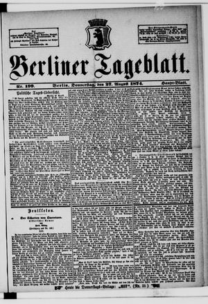Berliner Tageblatt und Handels-Zeitung vom 27.08.1874