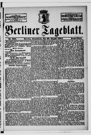Berliner Tageblatt und Handels-Zeitung vom 29.08.1874