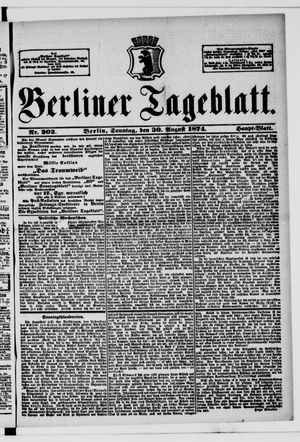 Berliner Tageblatt und Handels-Zeitung vom 30.08.1874