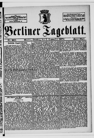 Berliner Tageblatt und Handels-Zeitung vom 01.09.1874
