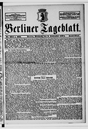Berliner Tageblatt und Handels-Zeitung on Sep 2, 1874