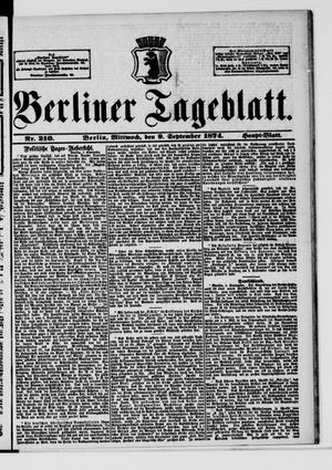 Berliner Tageblatt und Handels-Zeitung vom 09.09.1874