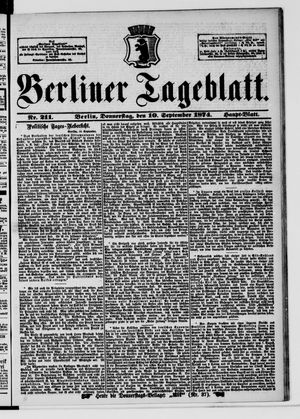 Berliner Tageblatt und Handels-Zeitung vom 10.09.1874