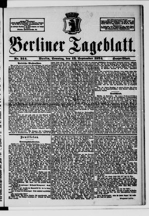 Berliner Tageblatt und Handels-Zeitung vom 13.09.1874