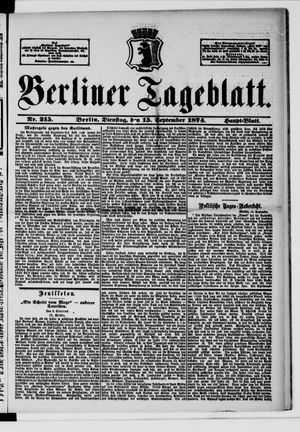 Berliner Tageblatt und Handels-Zeitung vom 15.09.1874