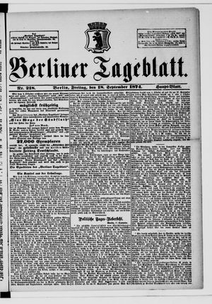 Berliner Tageblatt und Handels-Zeitung on Sep 18, 1874