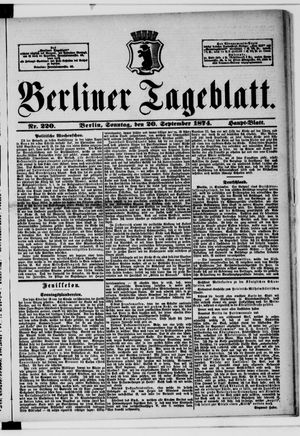 Berliner Tageblatt und Handels-Zeitung vom 20.09.1874