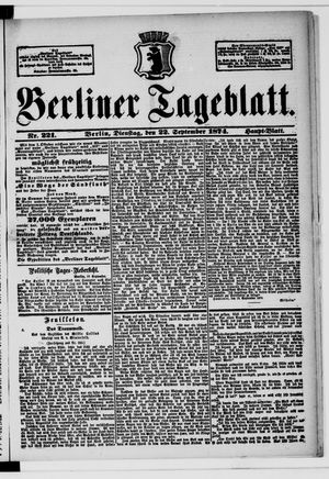 Berliner Tageblatt und Handels-Zeitung vom 22.09.1874