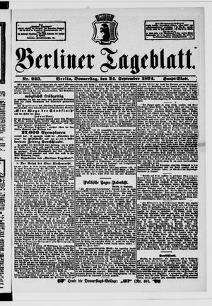 Berliner Tageblatt und Handels-Zeitung vom 24.09.1874
