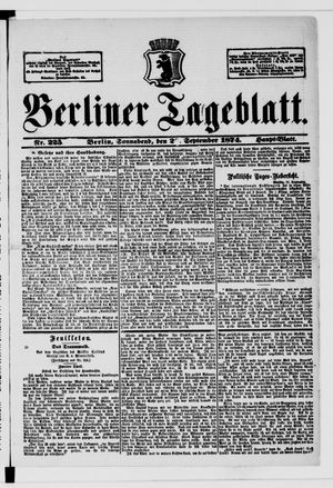 Berliner Tageblatt und Handels-Zeitung vom 26.09.1874