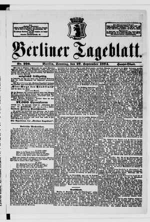 Berliner Tageblatt und Handels-Zeitung vom 27.09.1874