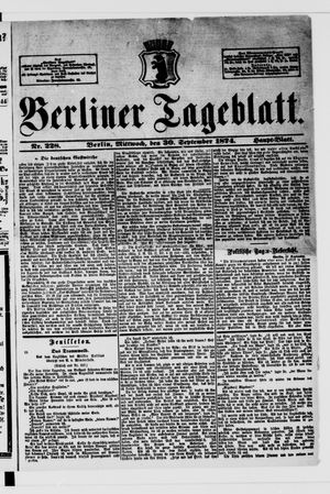 Berliner Tageblatt und Handels-Zeitung vom 30.09.1874