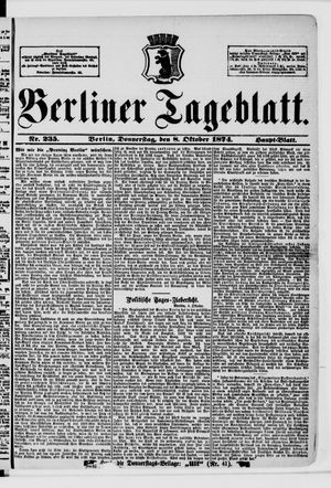 Berliner Tageblatt und Handels-Zeitung vom 08.10.1874